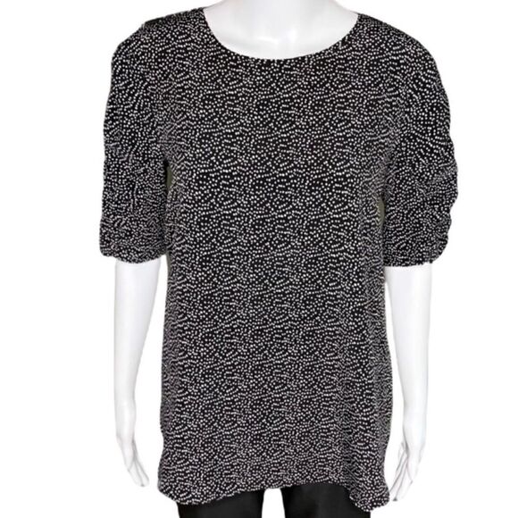 IMNYC Issac Mirzrahi by Dillards Short Ruched Sleeves Top Size Medium - Picture 1 of 15